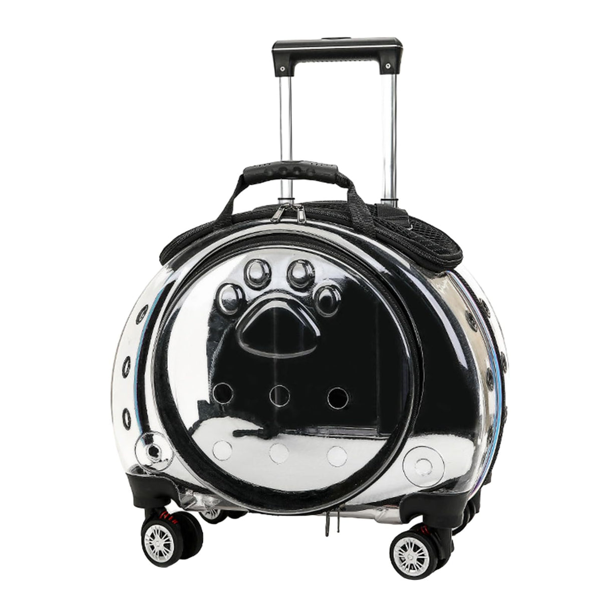 Fukursul Cat Carrier with Silent Wheels Telescopic Handle, Pet Trolley Backpack,Pet Carrier for Cat, Pet Strollers for Small Dogs, Portable Cats Dogs Travel Backpack, Pet Rolling Carrier Black