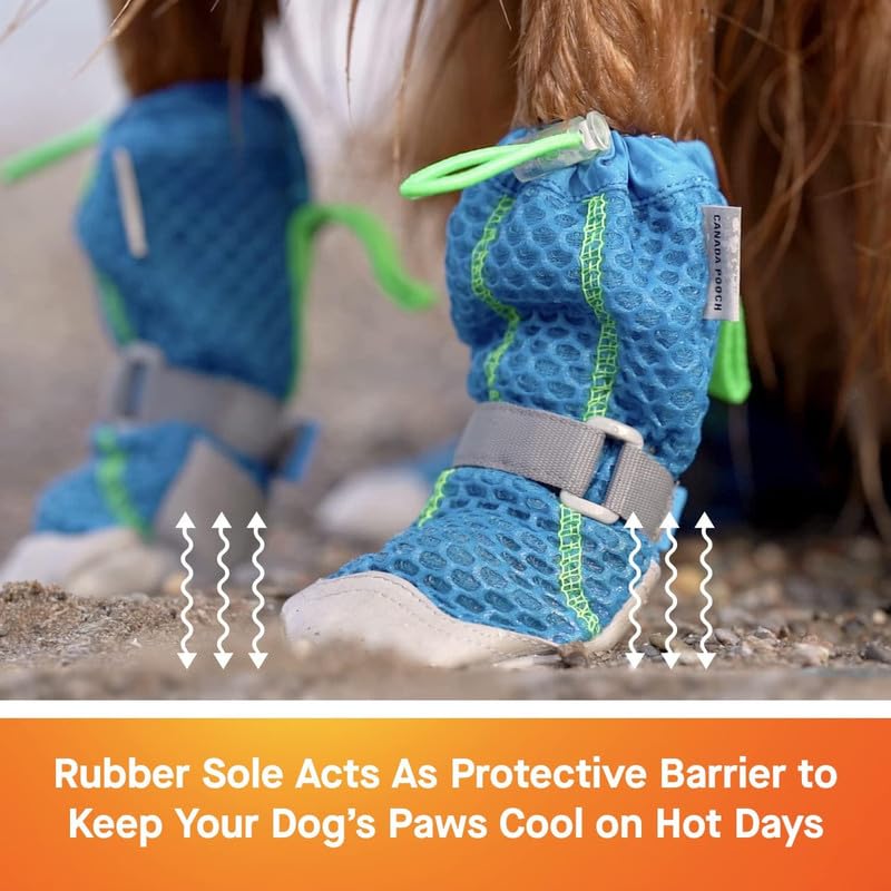 Canada Pooch Dog Boots for Hot Pavement - Dog Boots & Paw Protectors with Anti Slip Rubber | Water Friendly, Breathable Dog Shoes for Hot Days, Great for Dogs Neon Pink - Size 2