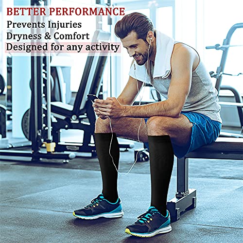 CHARMKING Compression Socks for Women & Men (8 Pairs) 15-20 mmHg Graduated Copper Support Socks are Best for Pregnant, Nurses - Boost Performance, Circulation, Knee High & Wide Calf (S/M, Multi 32)