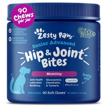 Load image into Gallery viewer, Zesty Paws Mobility Bites Joint Supplement for Dogs - Soft Chews with Glucosamine for Dogs, Chondroitin, & MSM + Vitamins C and E - Adv Chicken - 90 Count