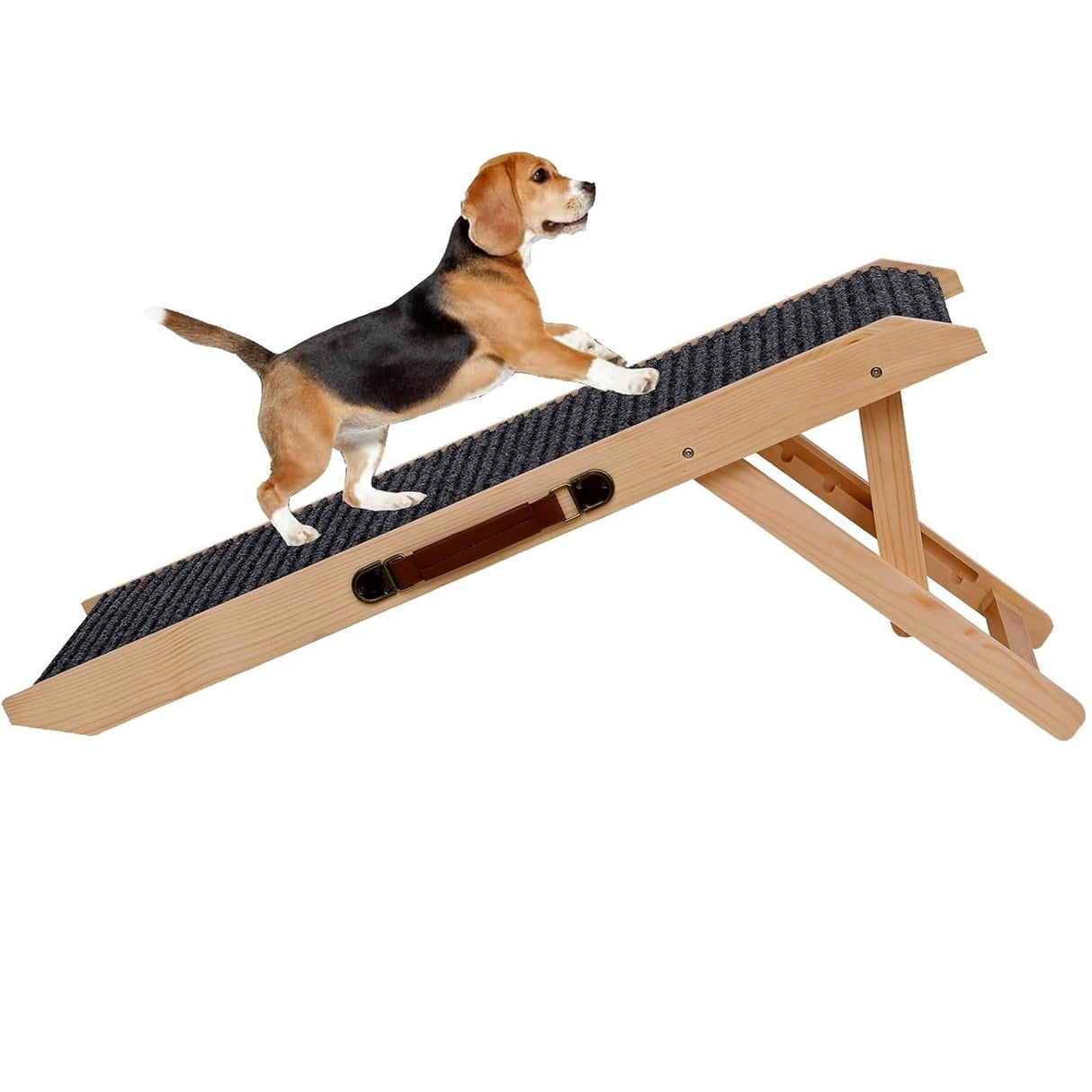 Wooden Foldable Dog Ramp Portable Pet Ramp,Car Ramp with Built-in Handle for Travel, 4 Adjustable Heights 9.8" to 18.1" for Small Dogs