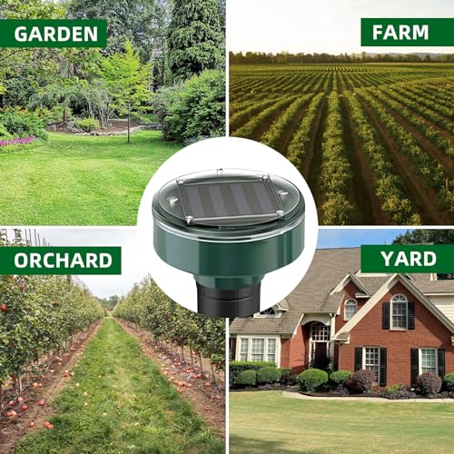 Solar Mole Repellent Ultrasonic Insect Repellent Solar Powered Outdoor Powered Sound Wave Deterrent ,Waterproof Sonic Repellent Spikes Drive Away Burrowing Animals from Lawns and Yard (8 Pieces)