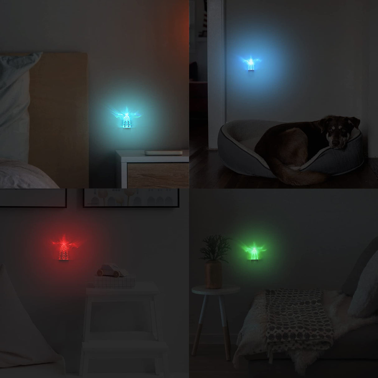 Color Changing Night Lights Plug into Wall, 4 Pack, RGB Led Nightlights with Light Sensors, Plug in Night Light for Kids Room, Bedroom, Bathroom, Automatic Nightlight for Children, Adults, Girls