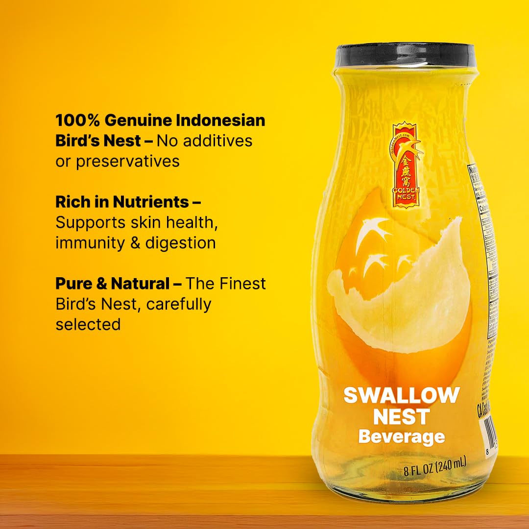 Golden Nest Premium Bird Nest Drink, Swallow Bird Nest 100% Natural - Made in USA, (燕窩) 12 bottles x 240 ml (8oz) (Original)