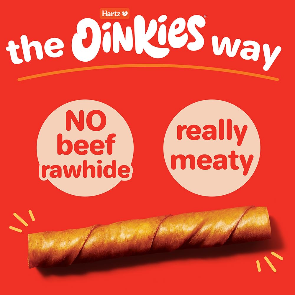 Hartz Oinkies Smoked Twists with Naturally Smoked Pork Rawhide-Free Dog Treats, Highly Digestible Long Lasting Dog Chews, 40 Count