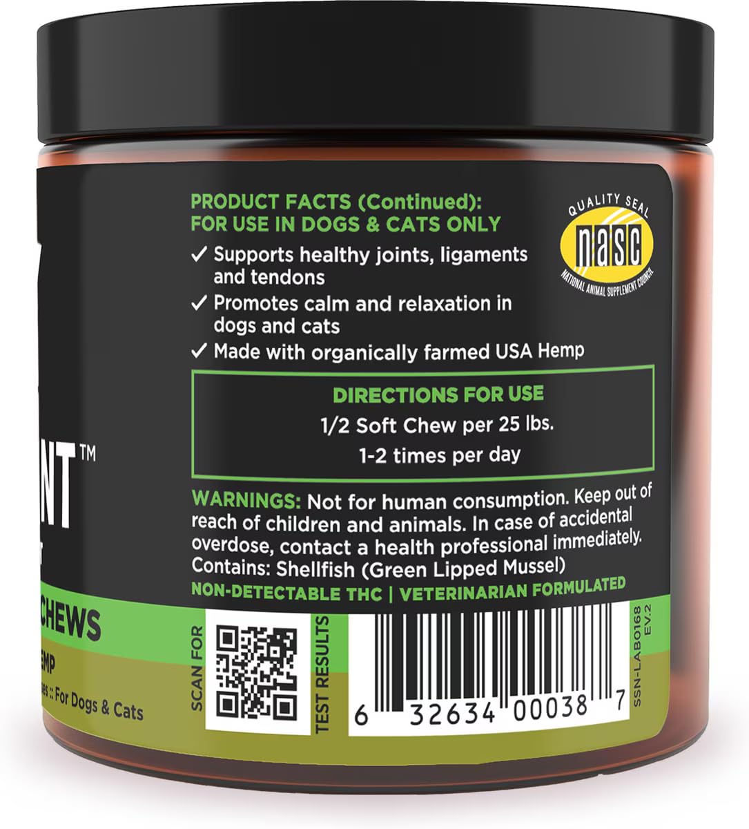 Super Snouts Hemp & Joint Chew for Dogs & Cats, 30 Chews (Up to 60 servings) – Made in USA Hip & Joint Supplement with Green Lipped Mussels, Hemp Helps Calms Joint Inflammation & Relief Joint Pain