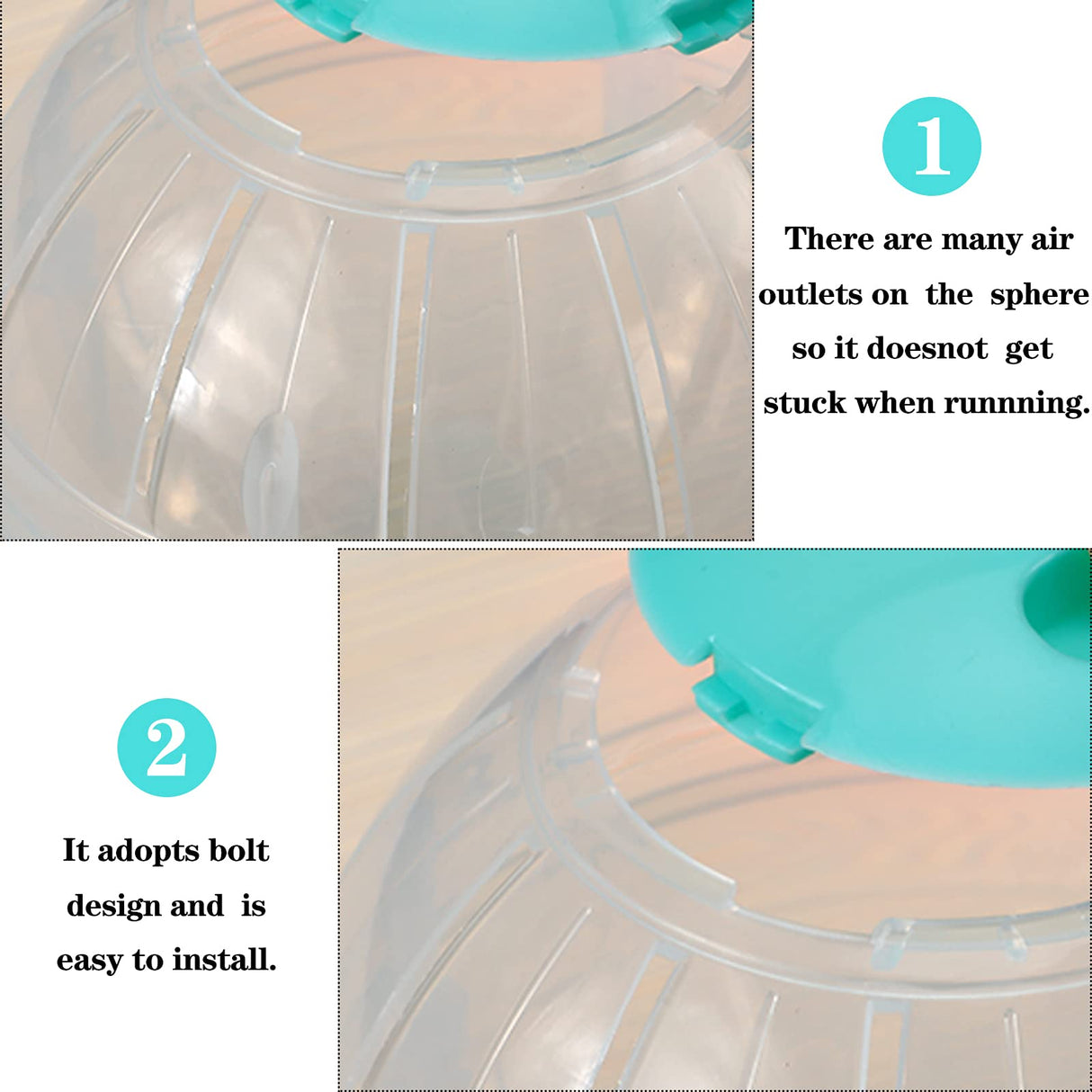 2 Pieces Hamster Exercise Ball, 5.7 Inch Guinea Pigs Running Ball Transparent Plastic Hamster Wheel for Dwarf Rabbits Small Pets to Reduce Boredom and Increase Activity