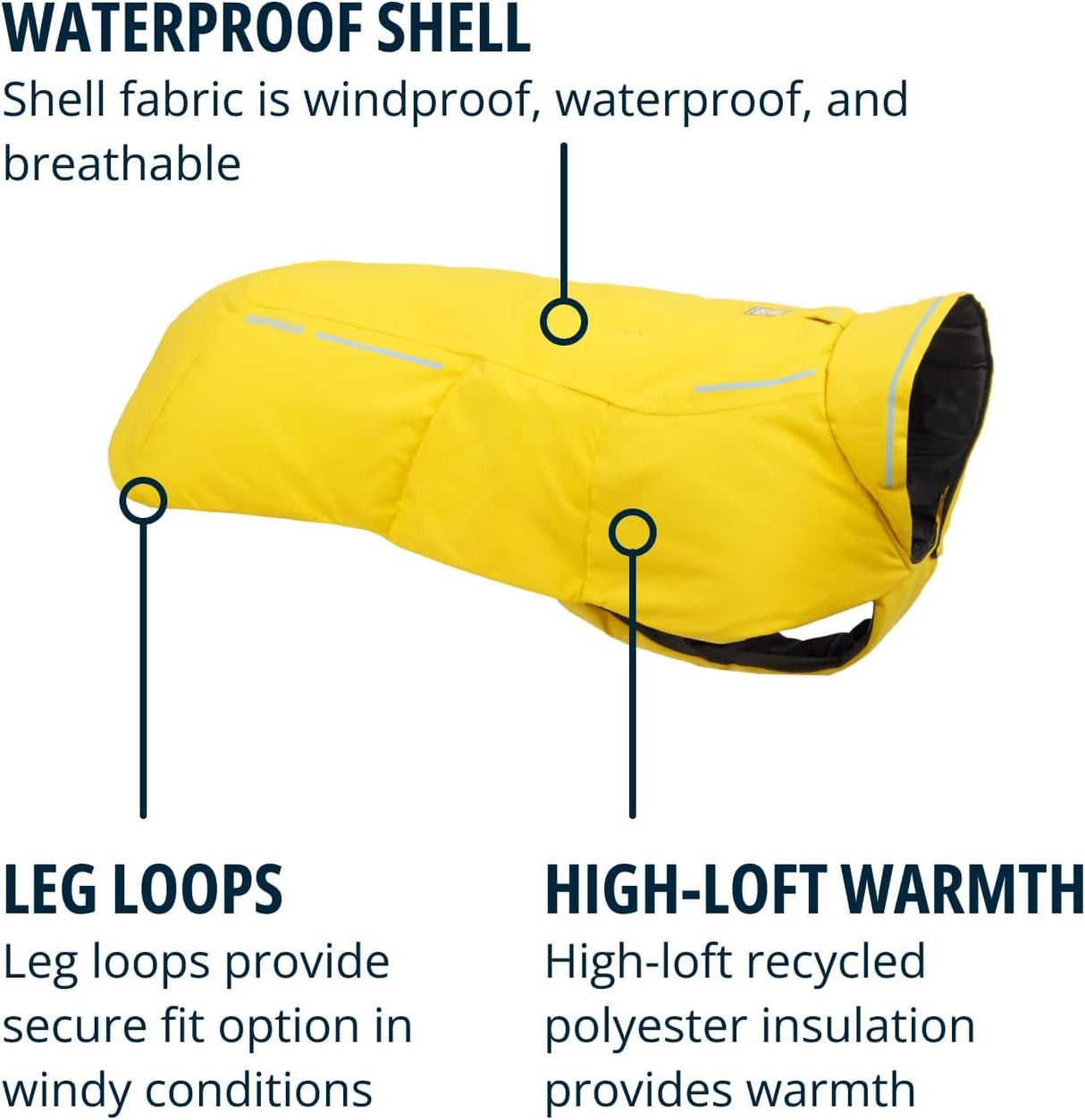 Ruffwear, Vert Dog Winter Jacket, Insulated Waterproof Dog Coat with Harness Leash Portal, Breathable Design with Leg Loops, Windproof Extended Coverage, Reflective Trim, Blue Pool, Large