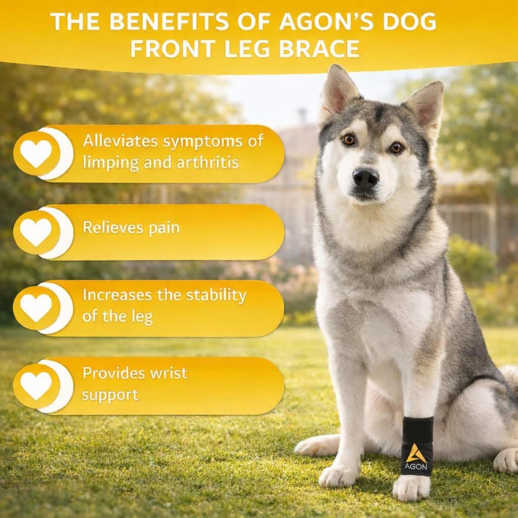 Agon® Dog Canine Front Leg Brace Paw Compression Wraps with Protects Wounds Brace Heals and Prevents Injuries and Sprains Helps with Loss of Stability Caused by Arthritis (Large/X-Large)