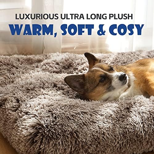 Dog Bed Crate Pad Plush Soft Pet Bed Calming Dog Crate Bed for Large Medium Small Dogs and Cats Washable Anti-Slip Kennel Crate Mats for Sleeping and Anti Anxiety XL