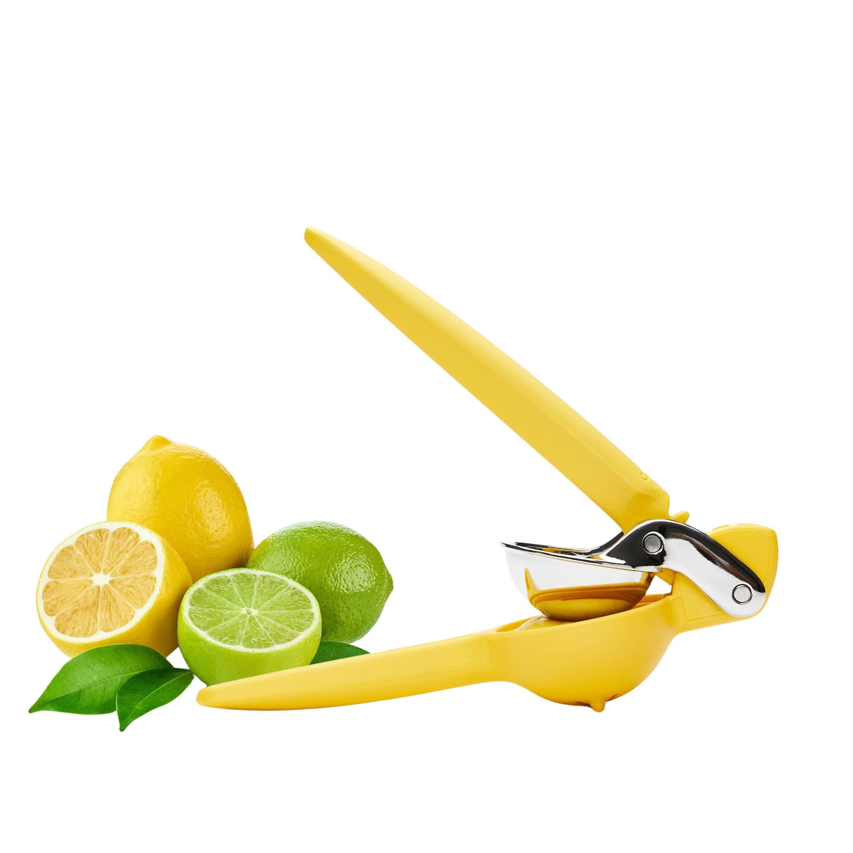 FreshForce Lemon Squeezer Citrus Juicer, Manual Hand Press with Dual-Gear Power for Maximum Juice Extraction, Durable, Yellow