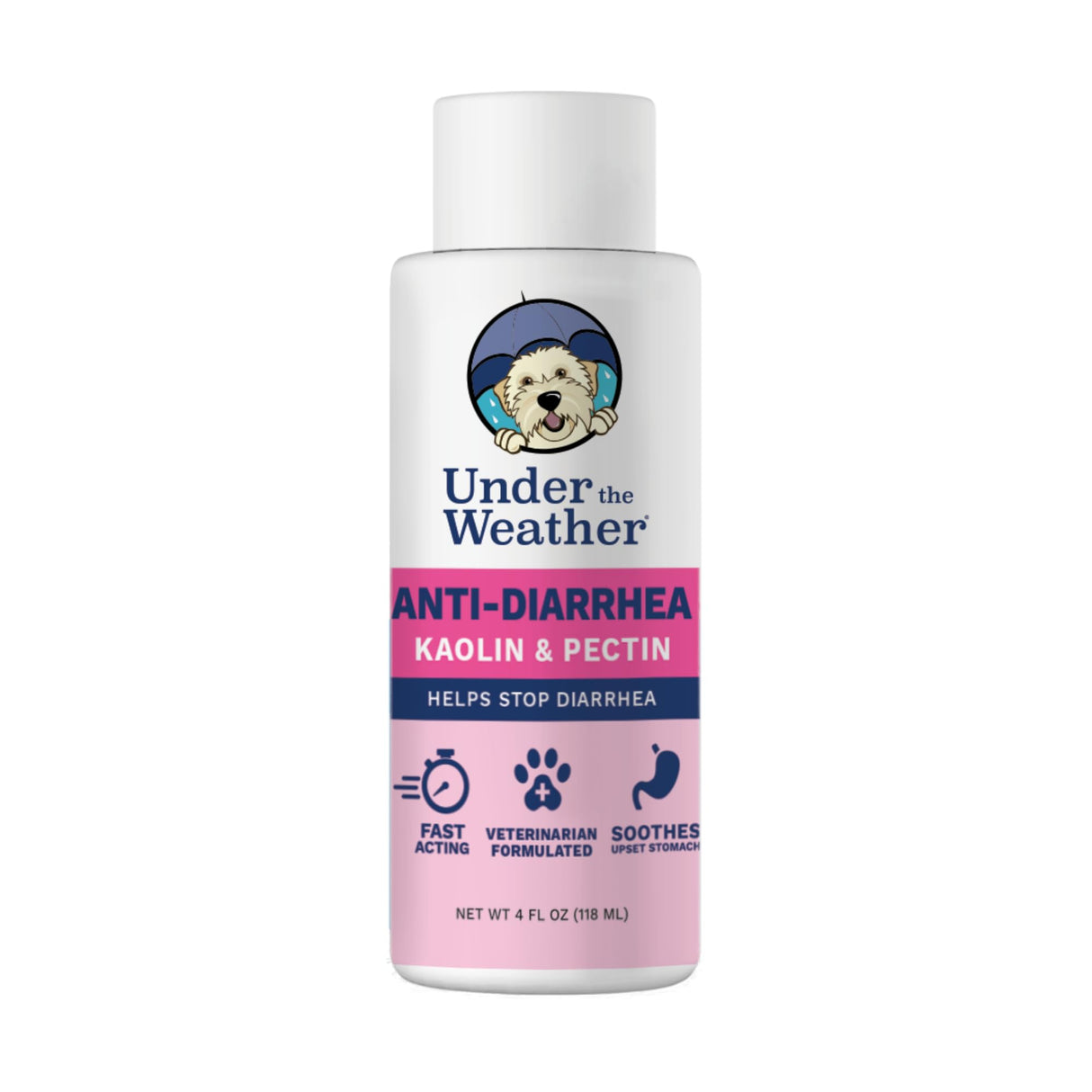 Under the Weather Anti-Diarrhea Liquid for Dogs - Soothe Your Pet's Upset Stomach and Provide Relief from Diarrhea - (4 oz Bottle)