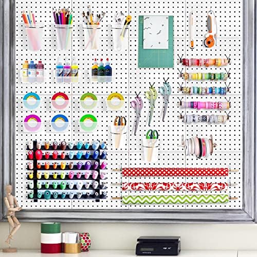 FZK Pegboard Bins PegBoard Cups with Hooks & Loops 12 Pack Set, Pegboard Bins, Peg Board Organizer Accessories, Pegboard Accessories for Craft Room Garage Office Workbench, Clear