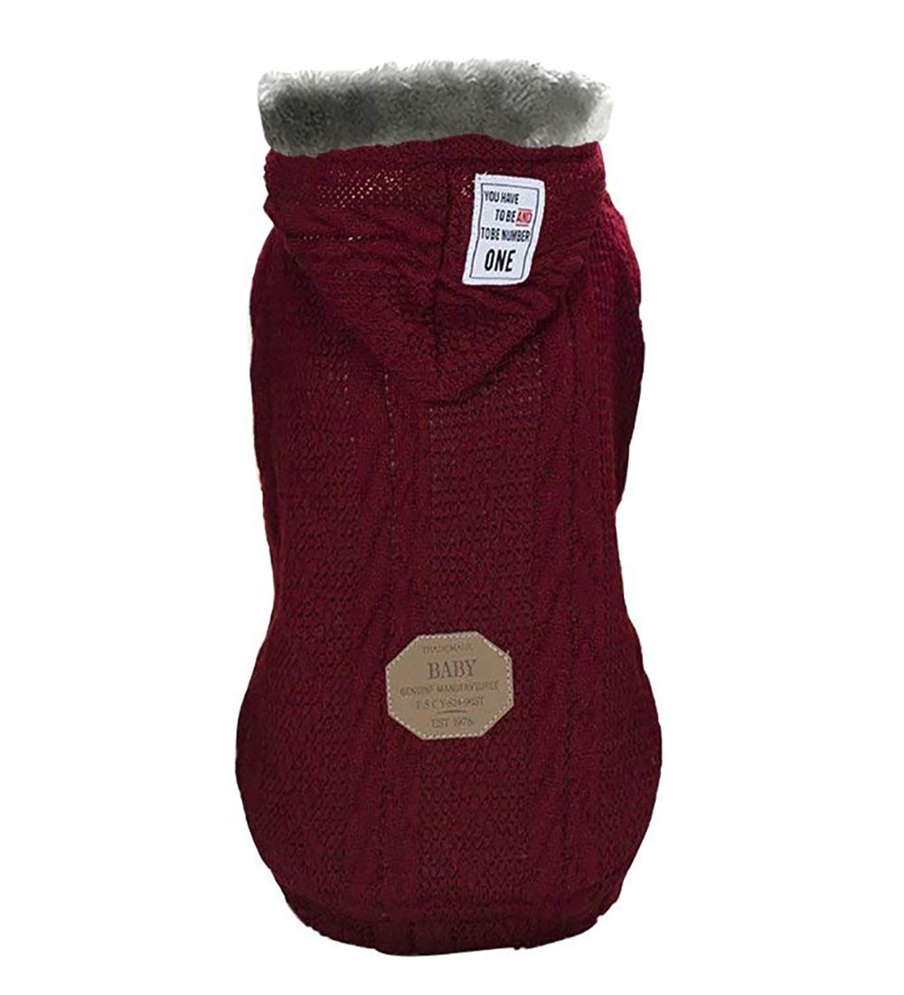 Dog Sweater Dog Hoodie Rdc Pet Clothes Dog Woolen Sweater with Cap Winter Warm Turtleneck Sweater Fleece Coat for Small Dog Medium Dog Cat (S, Classic-Red)