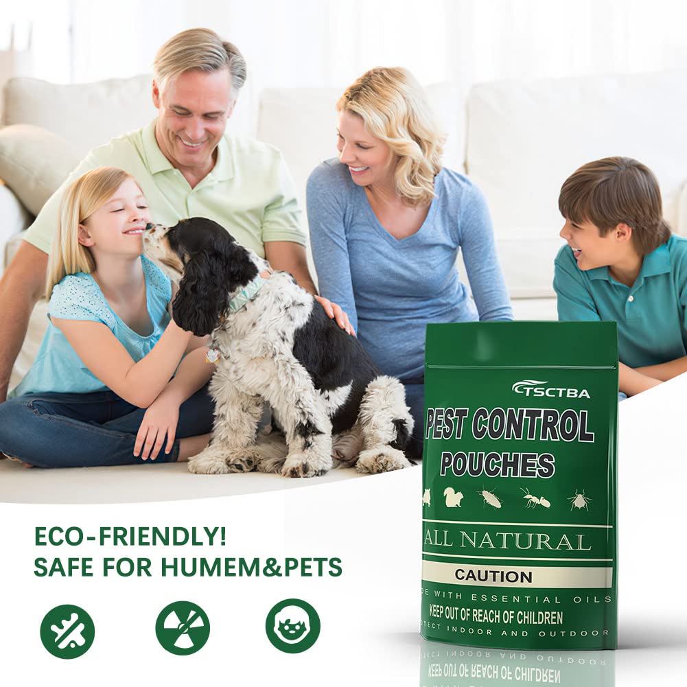 TSCTBA Pest Control Pouches,Peppermint Pest and Rodent Repellent for Mouse/Rat/Mosquito, Naturally and Strongly Repel Spider,Roach,Bugs,Insect,Ant, & Other Pests -8P
