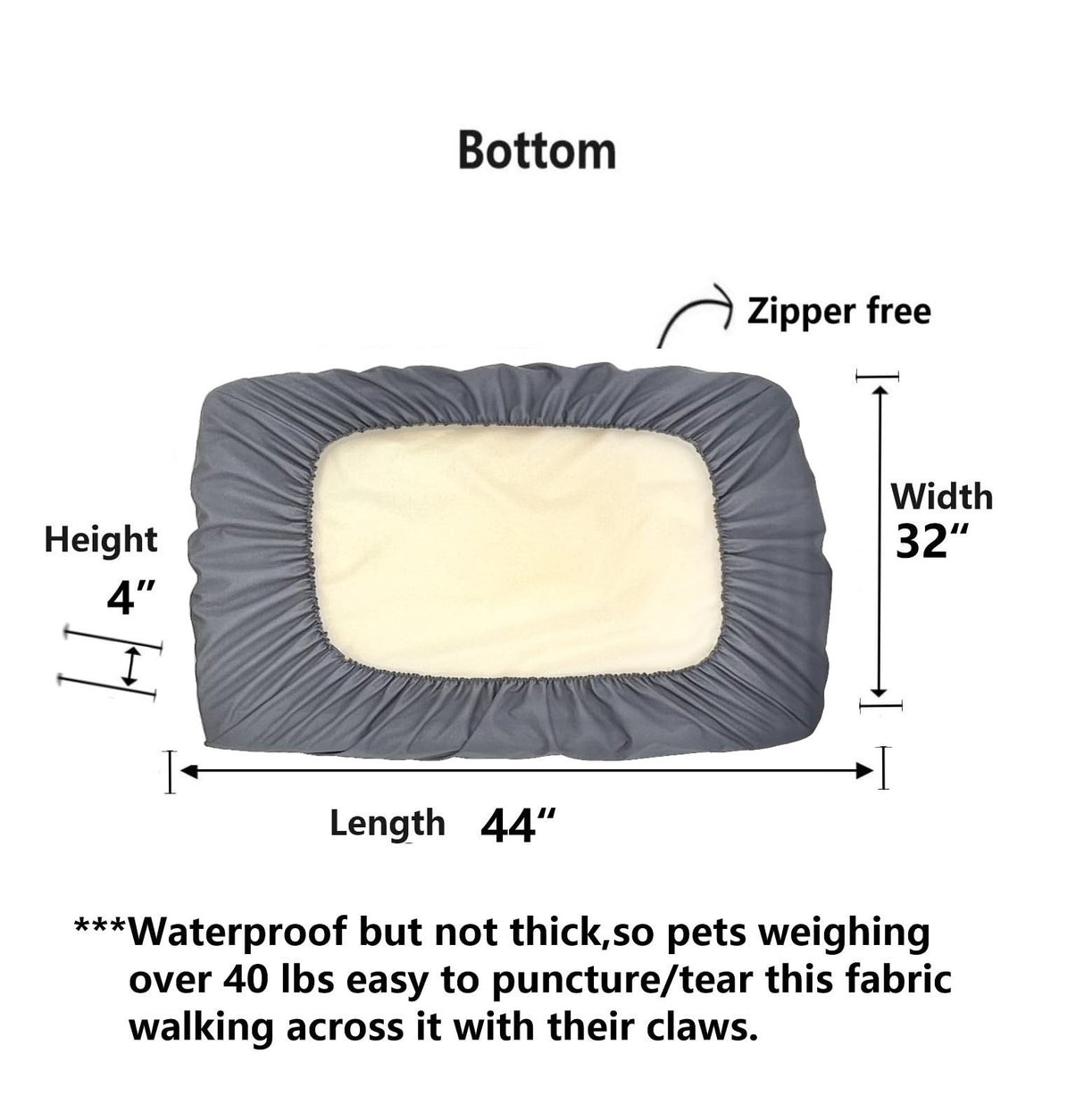 EechicSpace Elastic Waterproof Dog Bed Cover Easy Clean 44 x 32 Inch
