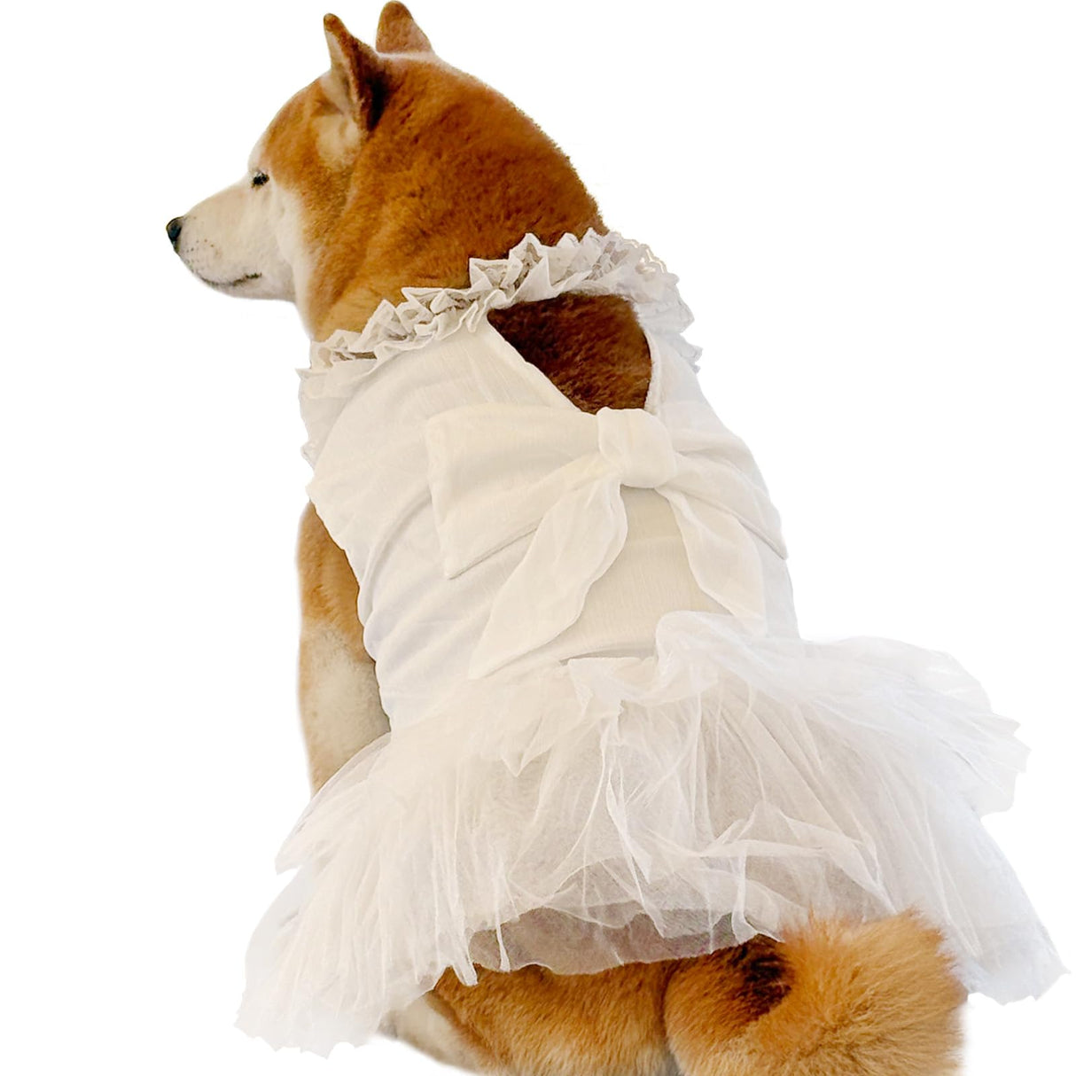 UOSIA Formal Dog Dresses for Large Dogs White Dog Bridesmaid Birthday Party Tutu Dress with Tulle Lace & Bow Decor Summer Pet Princess Costume for Female Dogs,3XL