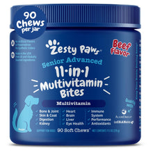 Load image into Gallery viewer, Zesty Paws Senior Dog Multivitamin Treats - Glucosamine for Dogs + Digestive Enzymes & Probiotics - Grain Free Dog Vitamins and Supplements for Skin & Coat + Immune Health Beef - Advanced - 90ct