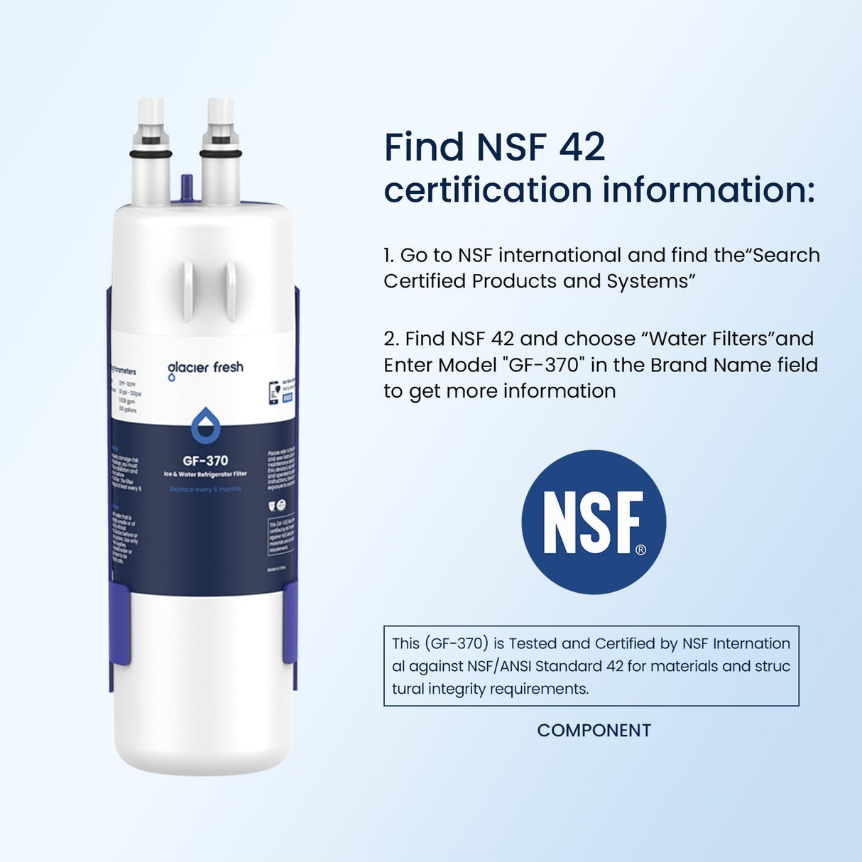 GLACIER FRESH W1029537A Refrigerator Water Filter Compatible with W10295370A, EDR1RXD1, Filter 1, W10295370, P4RFWB, P8RFWB2L, 46-9930, 46-9081 Refrigerator Water Filter 1 Pack