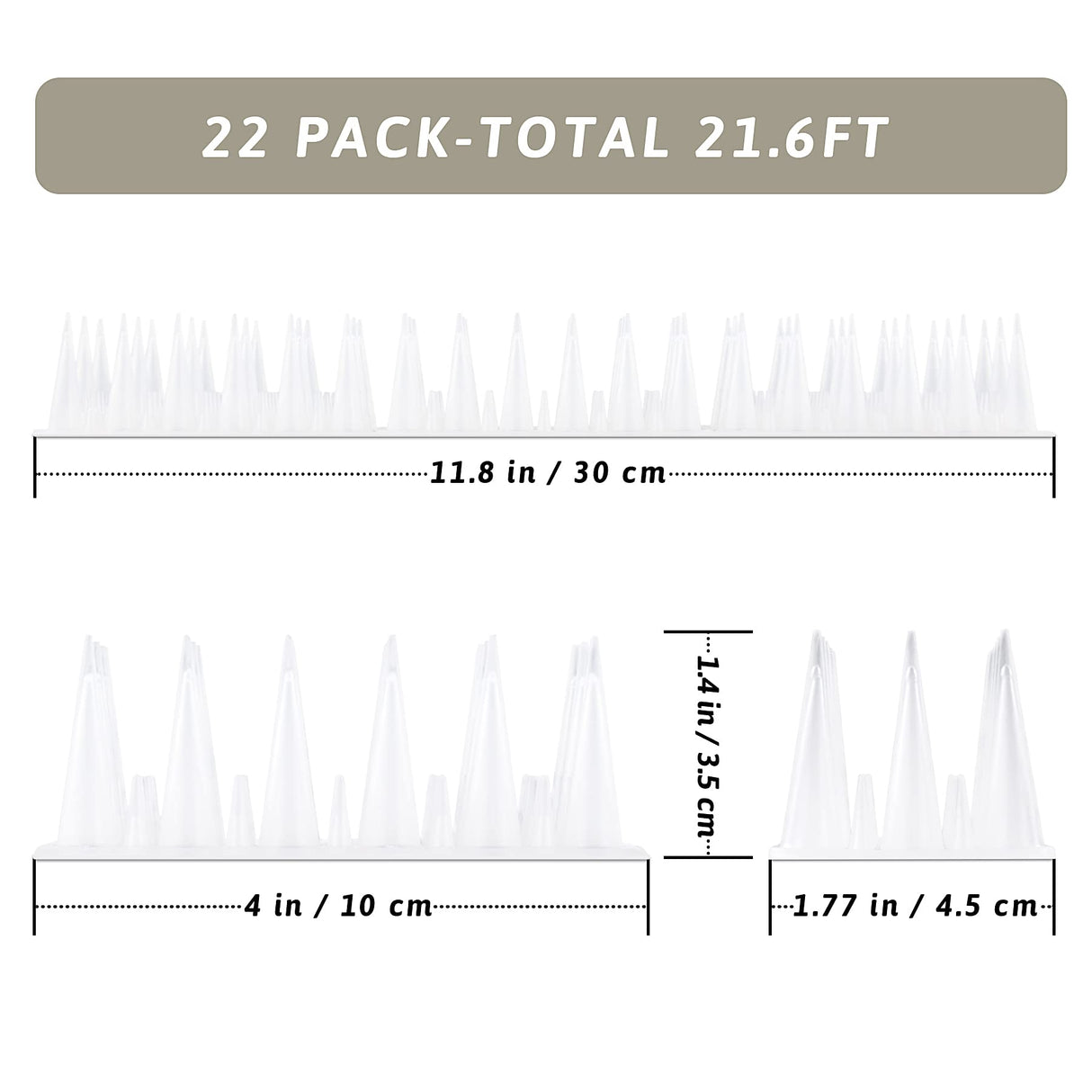 EcoGrowth Bird Spike for Bird Cat Squirrel, Fence Spike to Keep Pigeon Raccoon Away, Bird Spikes Security for Railing, Roof - 22 Pack (21.6 FT)