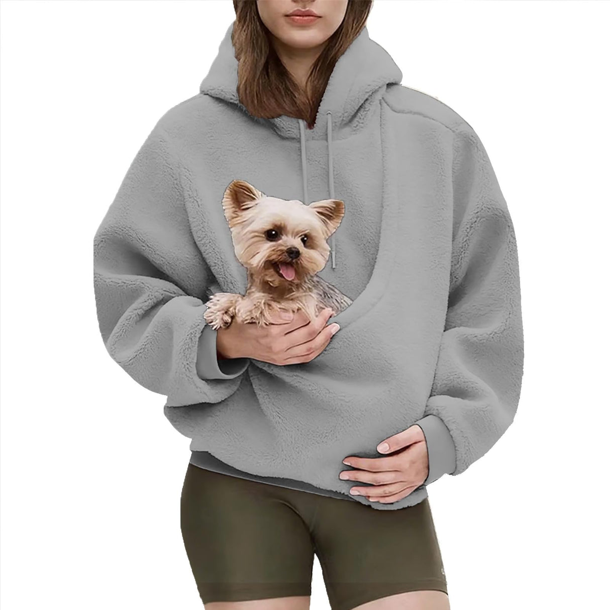 Pet Sling Hoodie - Pet Care Hoodie with Pocket Front Carry Pouch, Unisex Fit, Ultra-Soft Warm for Small Cats and Dogs (Light Grey,X-Large)