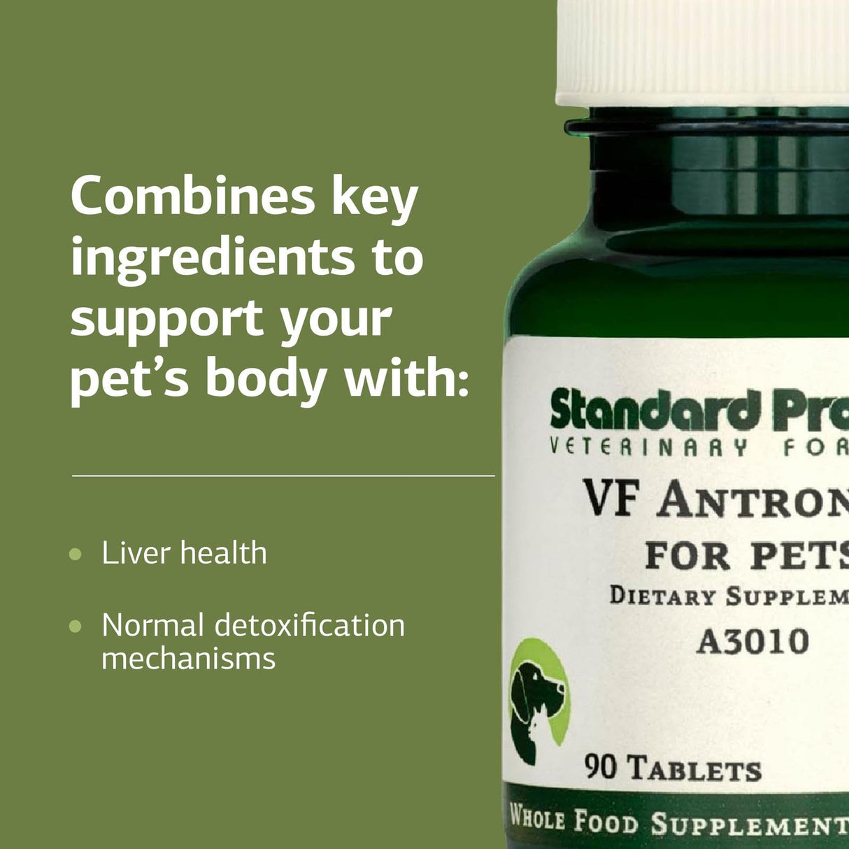 Standard Process Inc. VF Antronex for Pets - Feline & Canine Hepatic Support Formula - Healthy Liver Supplement for Cats & Dogs - Antronex Supplement to Support Healthy Immune System - 90 Tablets