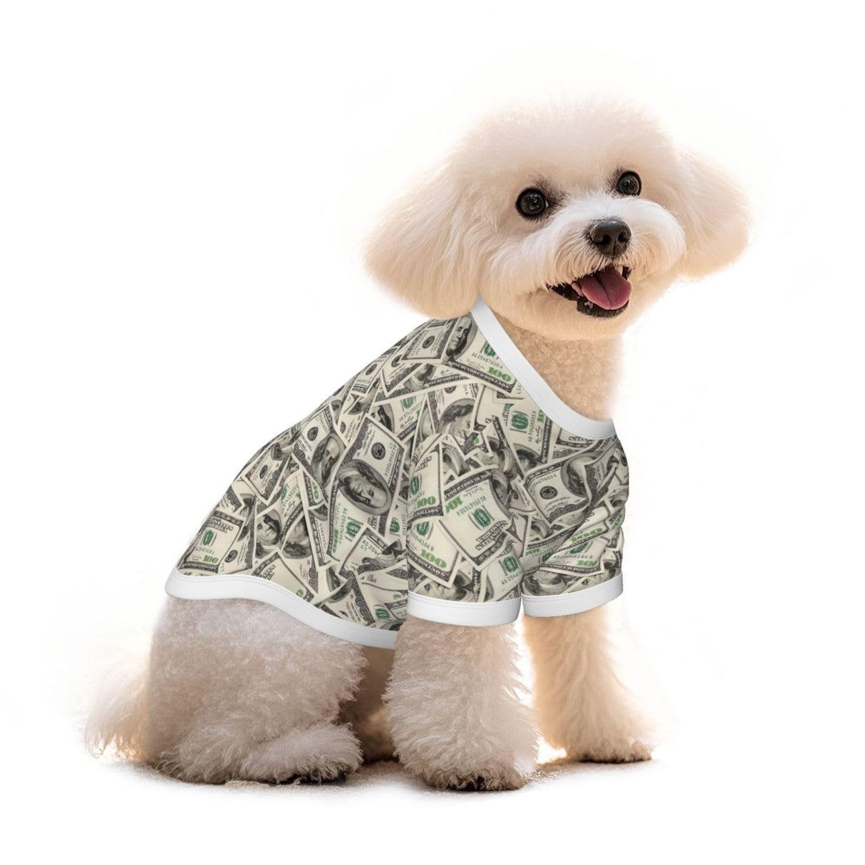 RISOIU Dollar Bills Play Money Dog Shirt Pet Cotton T-Shirt Soft Breathable Dog Clothes Stretchy Puppy Outfit Doggy Tank Top Funny Outdoor Apparel Daily Wear for Small Medium Dogs Cats Grey Large