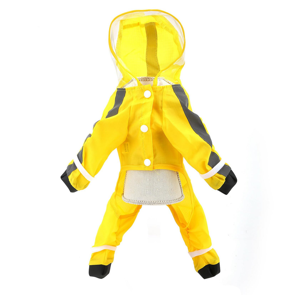SMALLLEE_LUCKY_STORE Waterproof Raincoat for Small Dogs with Clear Hood Boots Puppy Rain Jacket with D-Ring Reflective Stripe Full Boby 4 Leg Jumpsuit Rain Coat Rain Jacket Slicker Rainwear Yellow M