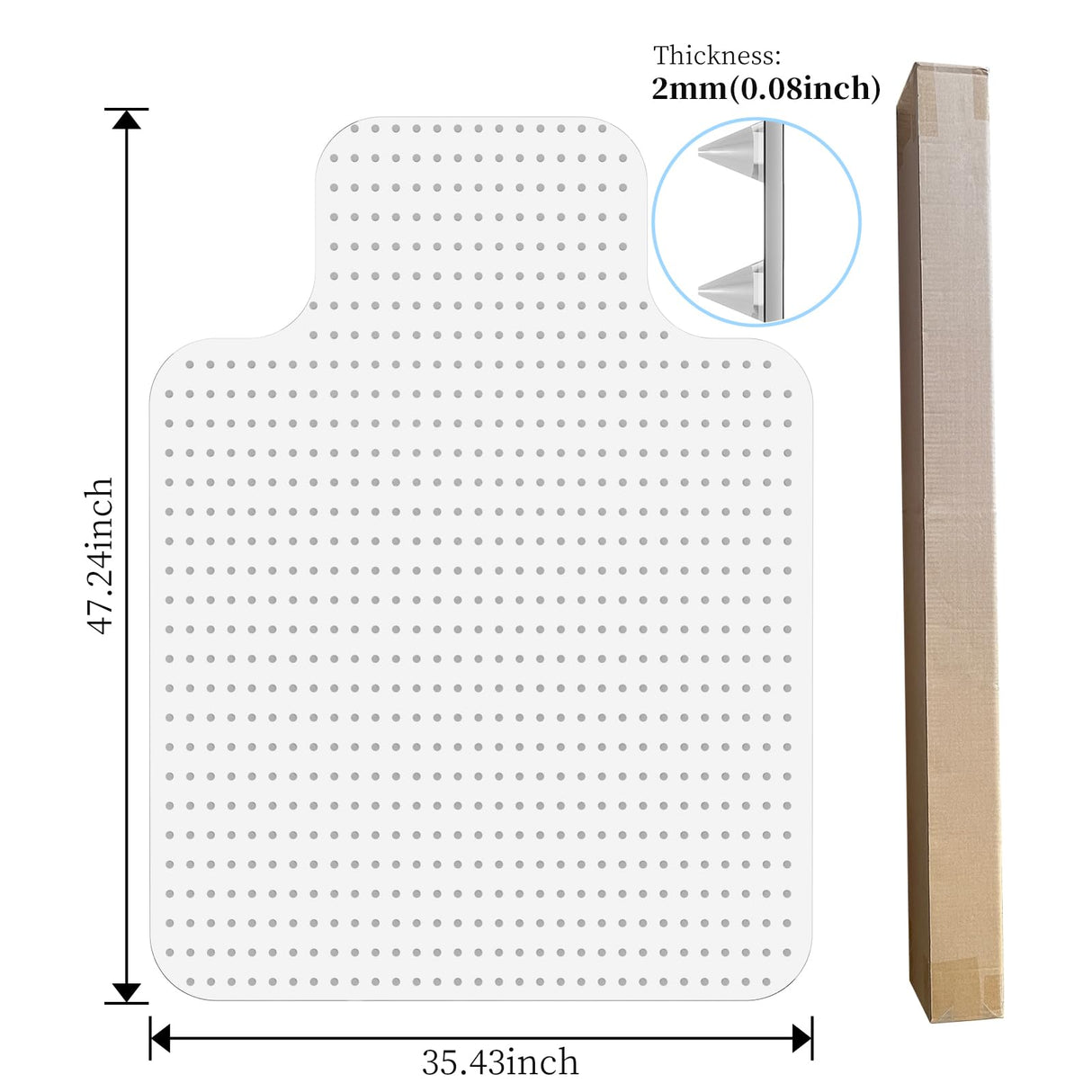 Tonaus Chair Mat for Carpet, 48"×36" T-Shape Transparent PVC Home Office Desk Chair Mat for Floor Protection with Non-Slip Studded Backing Pile Carpet Protector