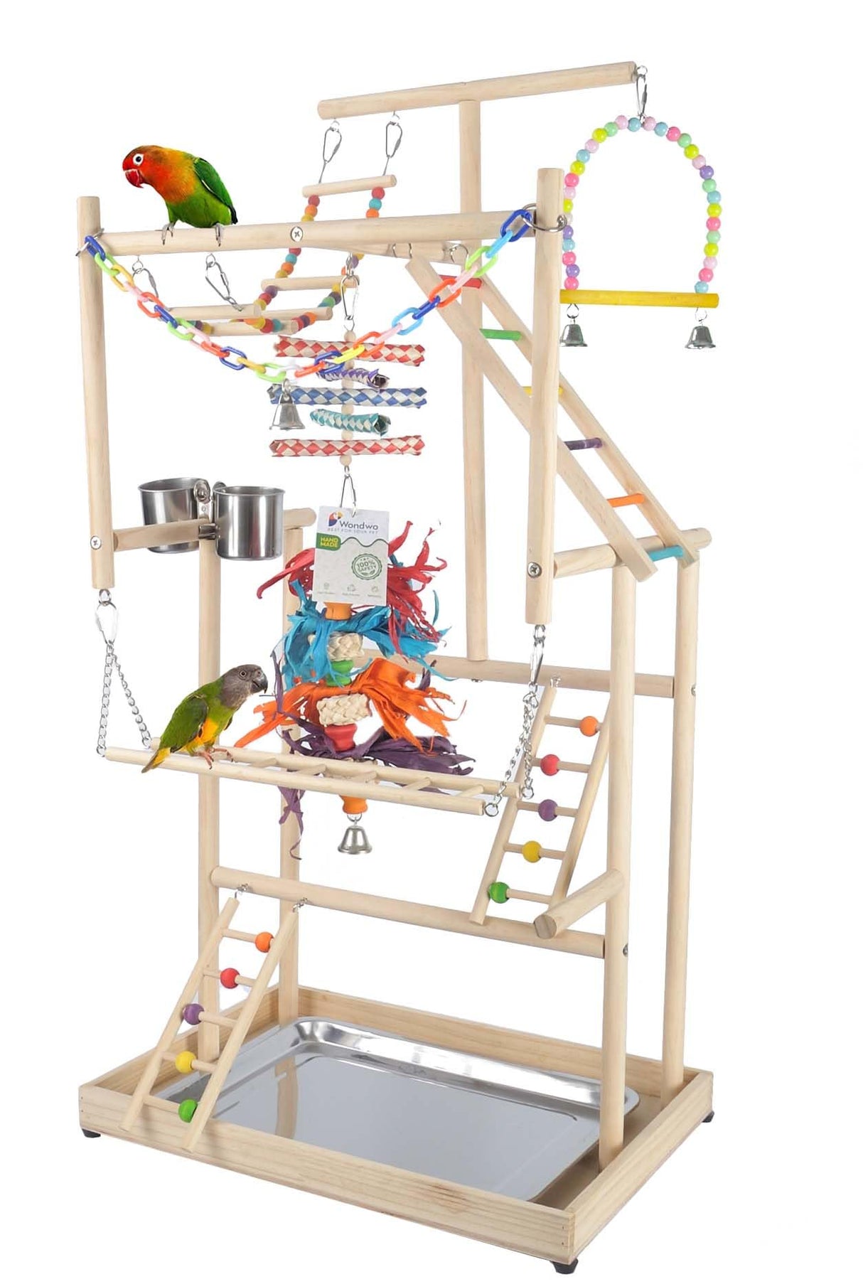 Parrot Playground Large 4 Layers - Small Bird Playground Parakeet Play Stand Bird Gym Parrots playpen Play Playstand Parrot Tree for Cockatiel Lovebirds Conure Cockatoos Finch Budgies