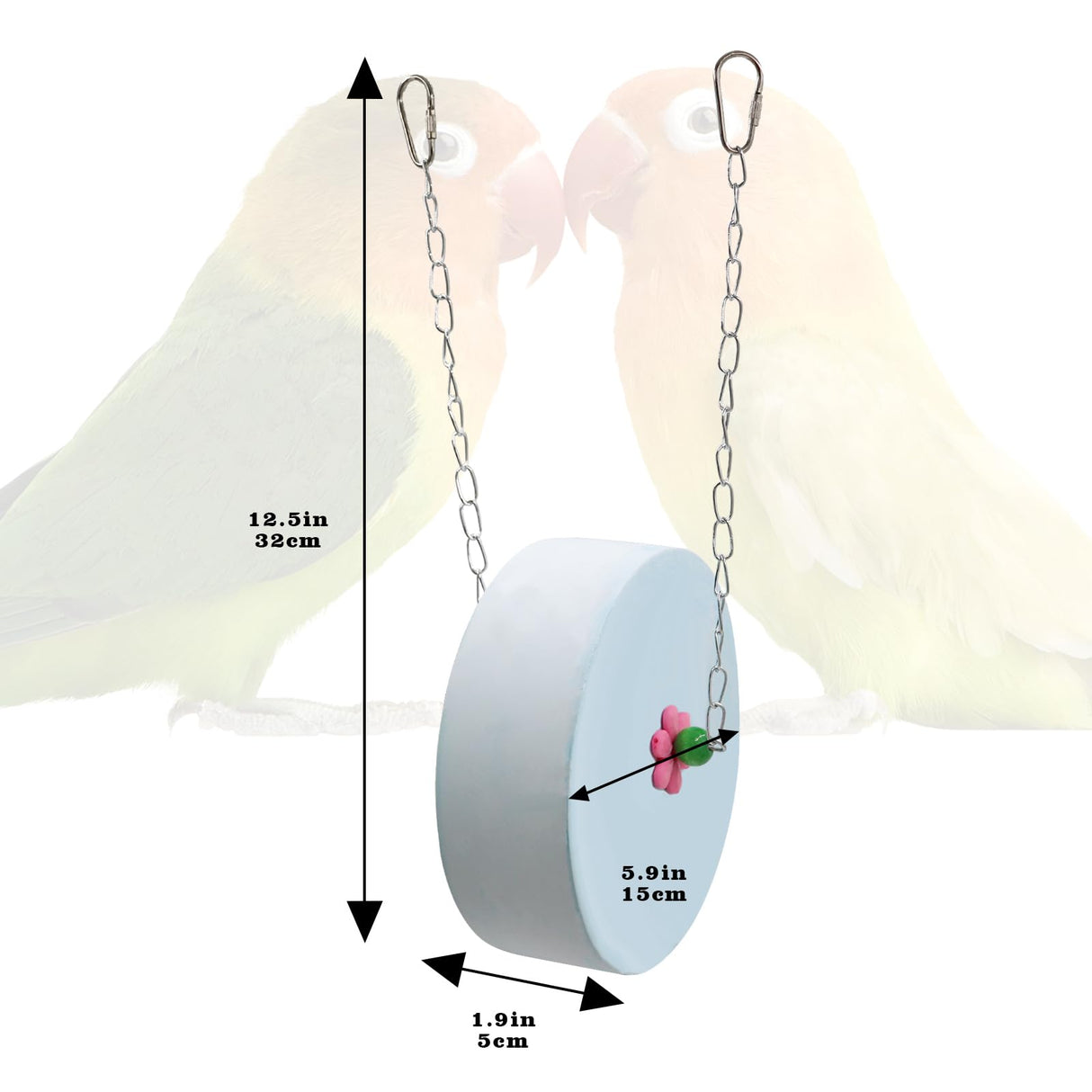 BingegePet Bird Beak Grinding Stone – Large Blue Cylinder Parrot Chew Toy with Metal Hanging Chain – Cage Accessory for Macaws, African Greys, Cockatiels & Medium to Large Birds