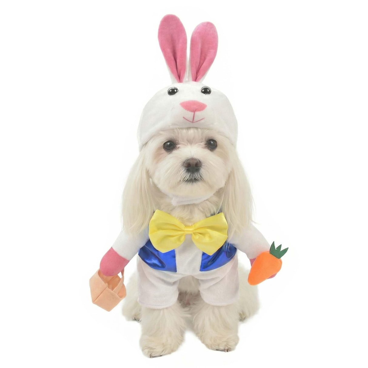 MuYaoPet Easter Bunny Dog Costume,3D Pet Rabbit Hat with Ears,Funny Cat Clothes Halloween Eater Party Mascot Outfit for Small Medium Dogs,Easter Egg Hunt Photo Props,L