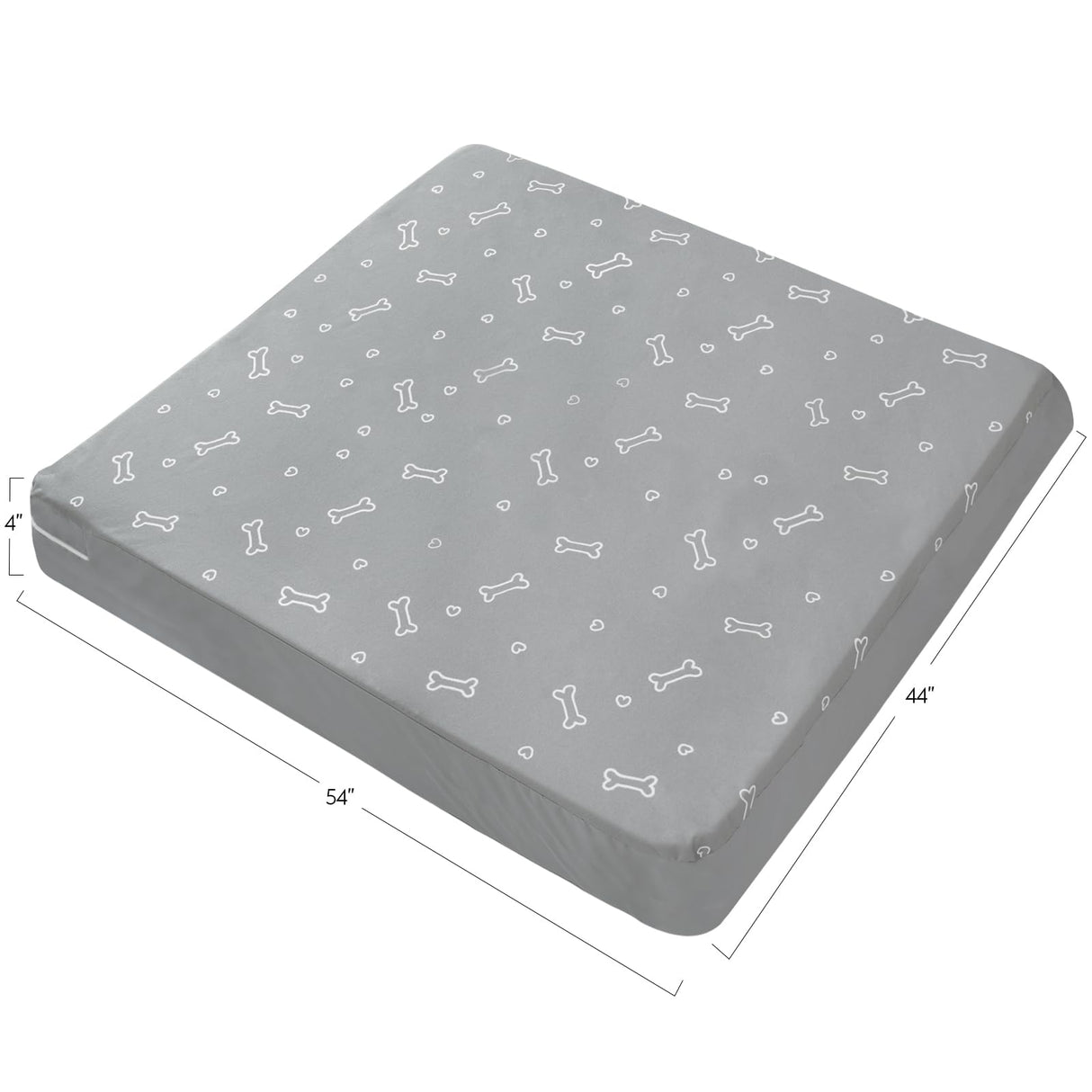 Waterproof Dog Bed Cover, Removable Dog Bed Covers Replacement Washable with Smooth Zipper, Indoor/Outdoor, Bone Print 44 x 54 x 4 Inch for Dog/Cat, Cover Only