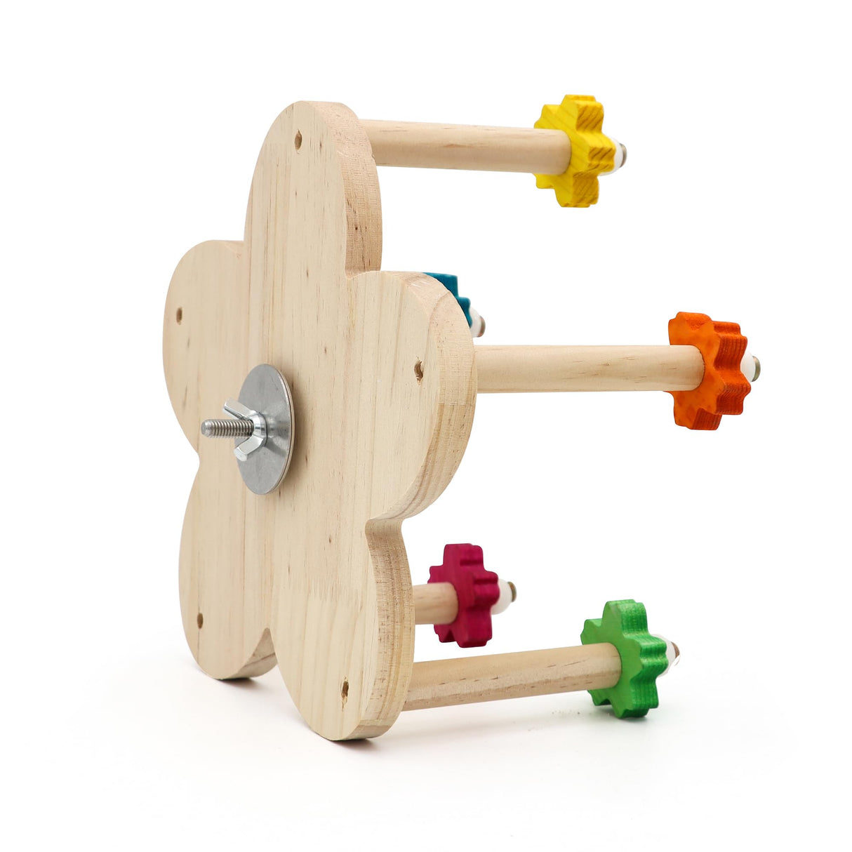 DVHEY Bird Rotating Perch Toy,Durable Unique Wooden Ferris Wheel Parrot Toys with 5 Perches,Bird Cage Accessories for Parakeet, Cockatiel, Budgerigar,Conures, Lovebirds
