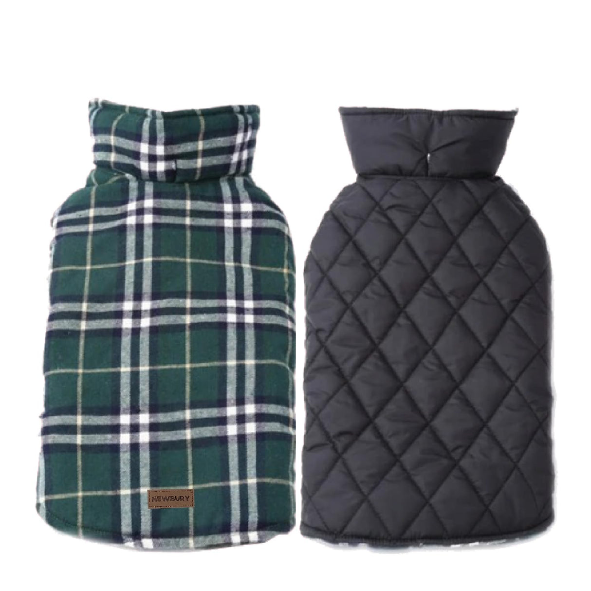 Newbury Waterproof Reversible Warm Dog Winter Coat British Style Windproof Snowproof Dog Vest for Small Medium Large Extra Large Breed (XX-Large, Green)
