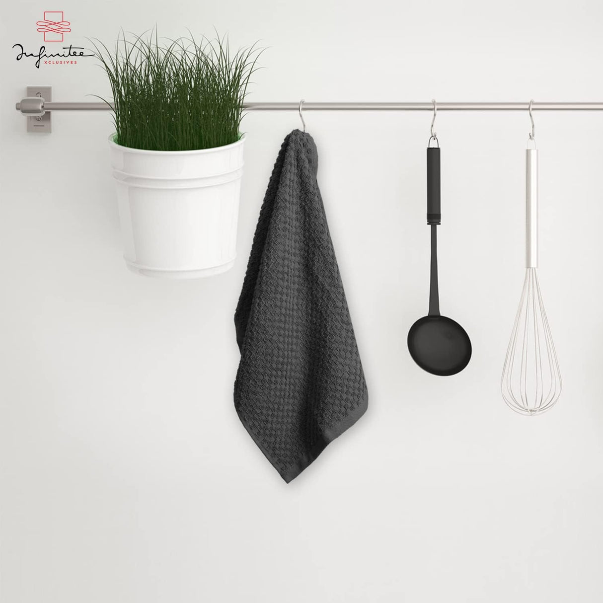100% Cotton Kitchen Towels - 15x25 Inch Ultra Soft Tea Towel, Super Absorbent Terry Dish Towels for Kitchen Linens |Grey|