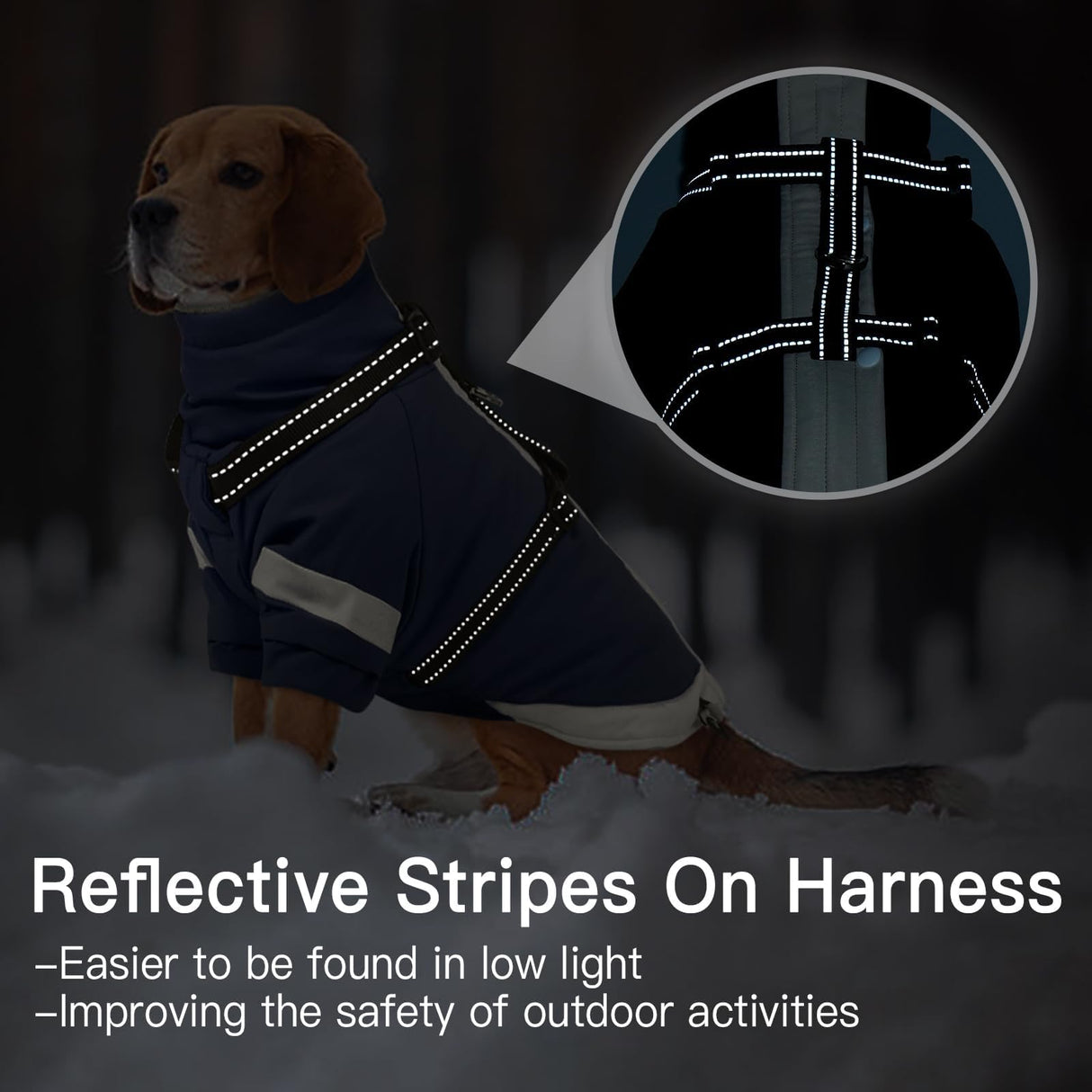 XL Winter Coat for Medium Dogs,Reflective Harness Built in | Turtleneck Dog Snowsuit with Sleeves for Snow Day Keep Warm,Outdoor Activities Water-Repellent & Windproof Jacket (Navy-Blue)