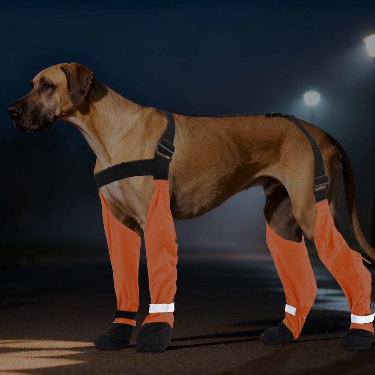 SeranPup S Adjustable Dog Suspender Boots & Hiking Shoes, Waterproof Winter Snow Gear Boots with Anti-Slip Sole, Reflective Snowsuit Design That Helps Stay On for Cold Weather Adventures