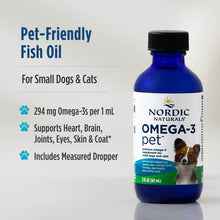 Load image into Gallery viewer, Nordic Naturals Omega-3 Pet, Unflavored - 2 oz - 294 mg Omega-3 Per One mL - Fish Oil for Small Dogs & Cats with EPA & DHA - Promotes Heart, Skin, Coat, & Immune Health