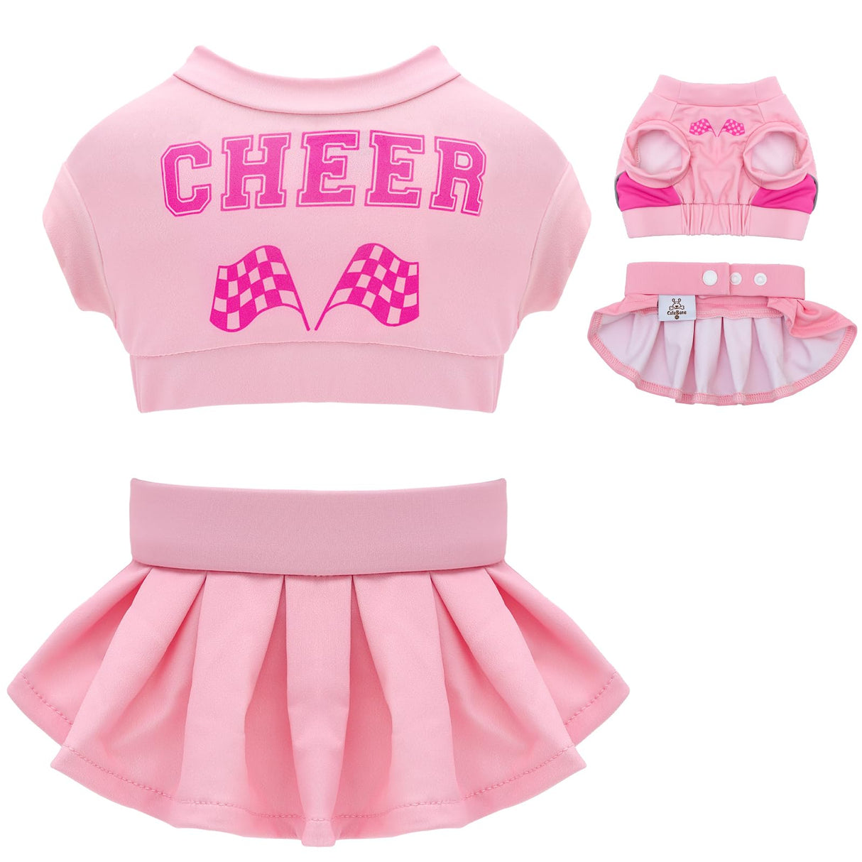 CuteBone Pet Cheerleader Costume Two Piece Cheer Dog Dress Pink Clothes - Sports Outfit for Small Dogs & Cats - Comfortable, Stylish, Easy to Wear - Great for Game Days, Parties and Photos LLD01M