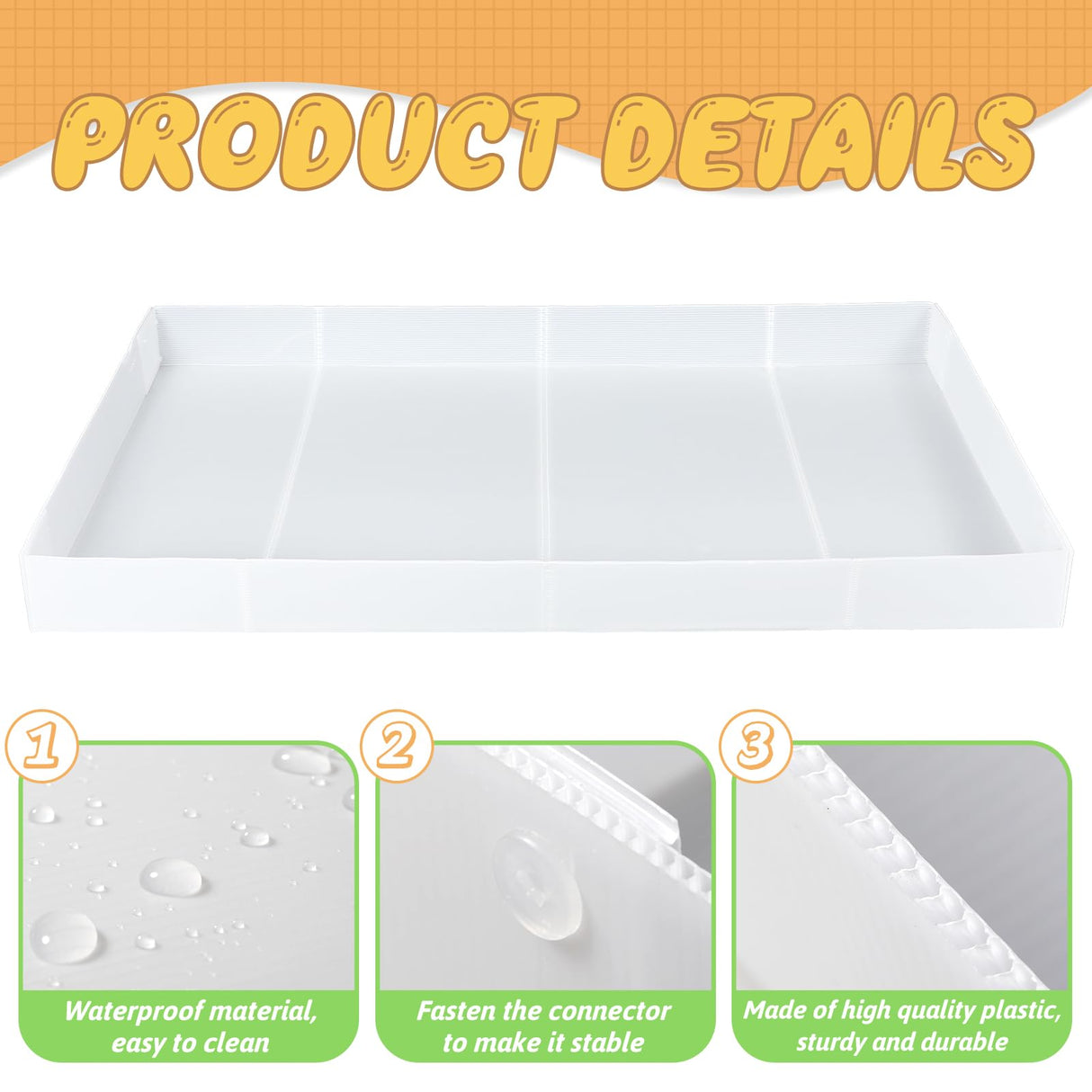 Wenqik 2 Pcs Guinea Pig Cage Liner Corrugated Plastic Cage Liner Base 2 x 4 Panel Size Guinea Pig Cage Bottom for Small Animals Hedgehogs Rabbits Cages Tray, 55 x 27 Inch(White)