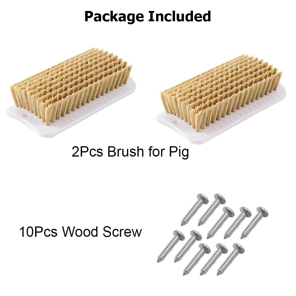 2Pcs Pig Enrichment Toy, 2-in-1 Self-Grooming and Scratch Brush for Mini Pigs, Encourages Natural Behavior, Reduces Stress, Easy Install for Pens, Barns, or Yards