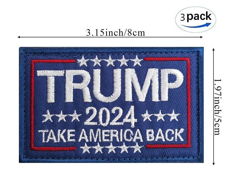 3 Pack Donald Trump 2024 Flag Patch Save America Again Flags Patches Tactical President Patch for Hats, Tactical Bags, Jackets, Clothes Patch Team Army Patch...
