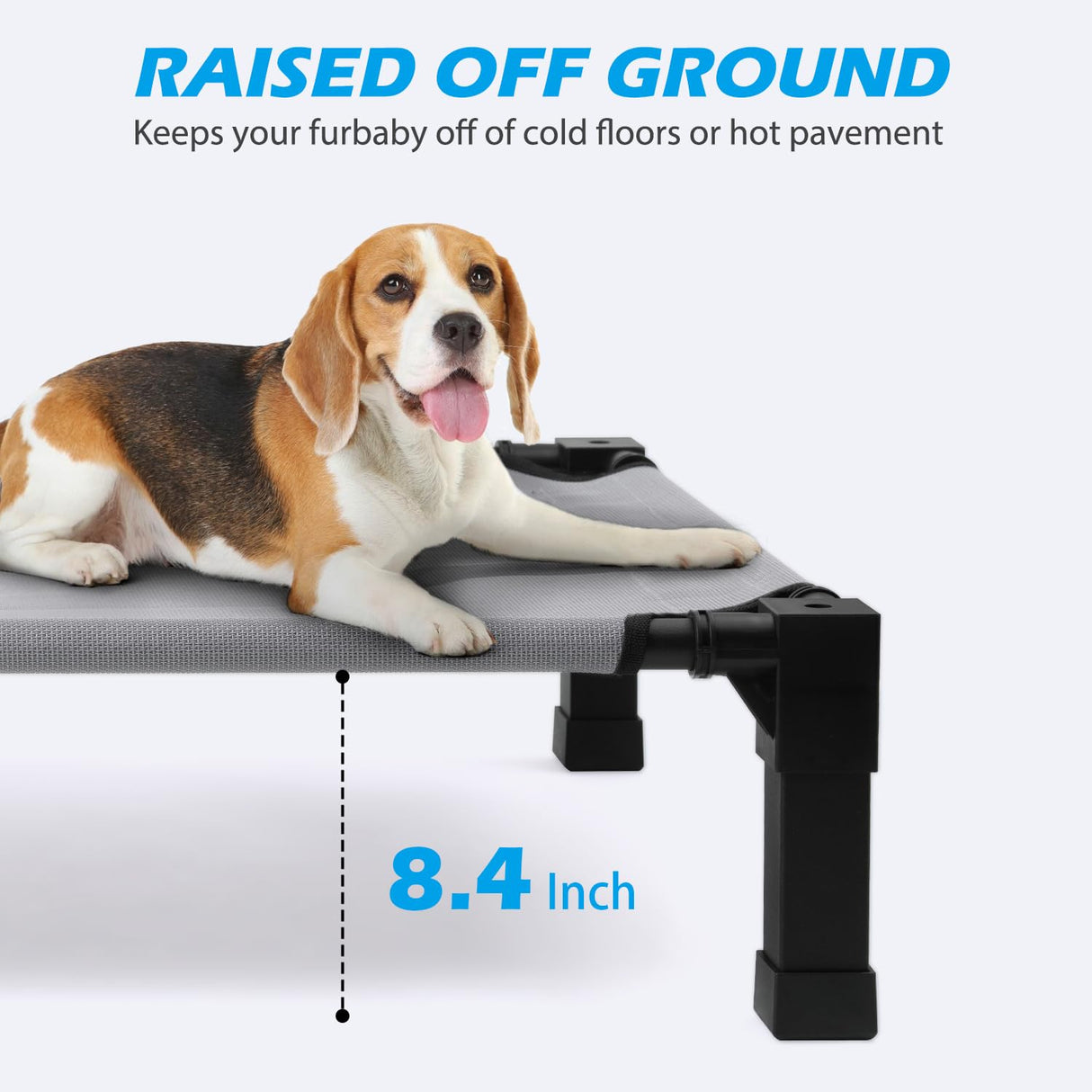 Cooling Elevated Dog Bed with Mesh and Metal Frame, Portable Dog Cot for Outdoor and Indoor Use
