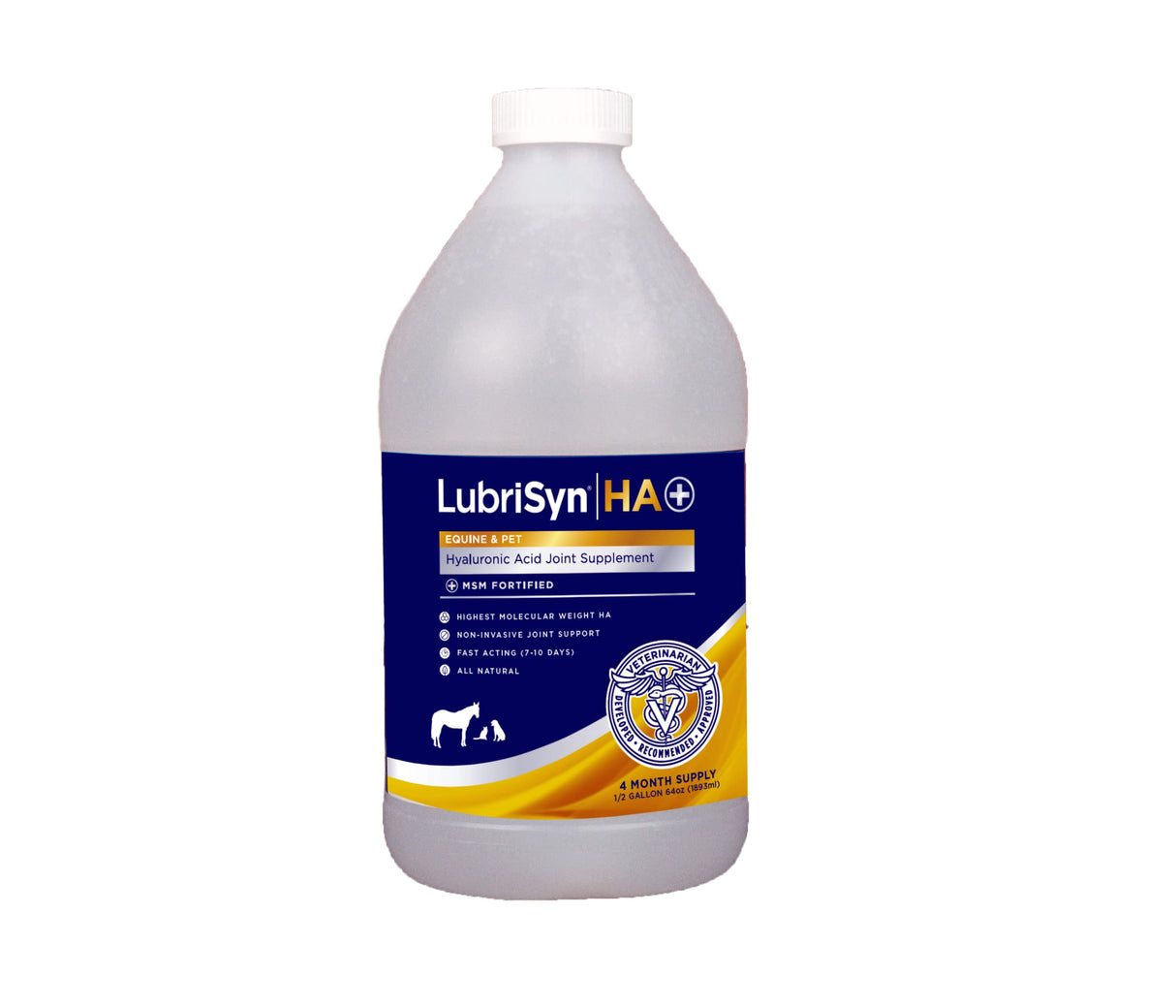 LubriSynHA Hyaluronic Acid with MSM Hip & Joint Care Supplement for Dogs, Cats & Horses – Liquid Oral HA for Pets – Joint Support Promotes Mobility, Flexibility, Cartilage Health & Comfort – 64oz