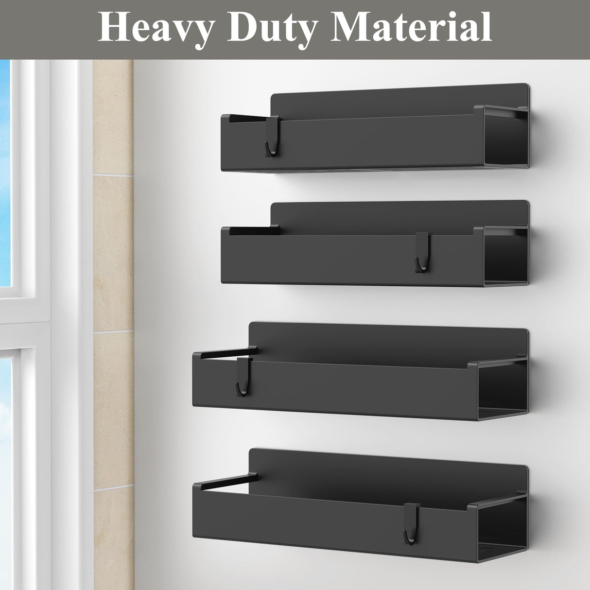 4 Pack Magnetic Spice Rack Organizer for Refrigerator and Oven, Black Fridge Organizers and Storage for Kitchen