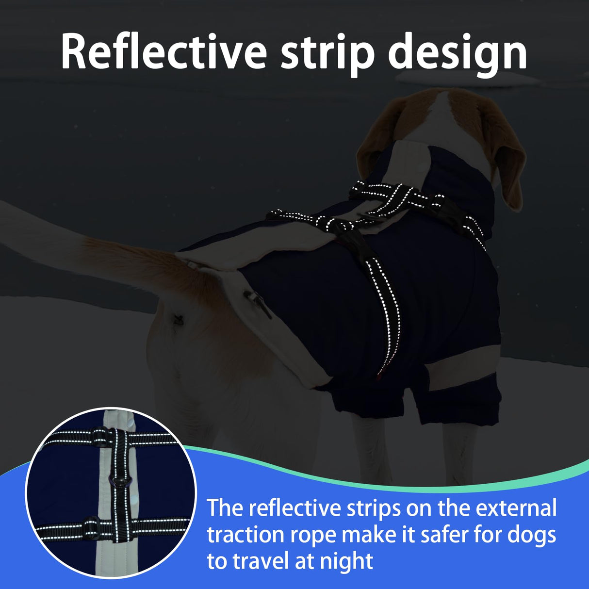 MIGOHI Waterproof Dog Coat with Harness Adjustable Dog Jacket Pet Winter Coat with Zipper,Christmas Small Fleece Jacket for Small Dogs,Extra Long Sleeves Warm Winter Snowsuit for Dogs,M,NavyBlue