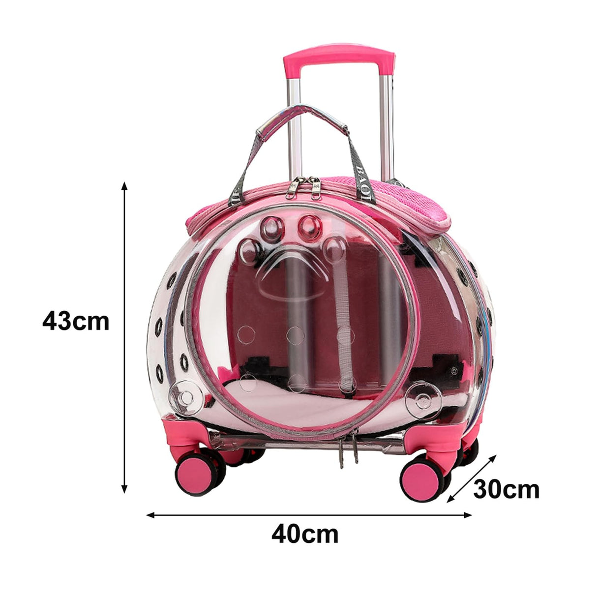 Fukursul Cat Carrier with Silent Wheels Telescopic Handle, Pet Trolley Backpack,Pet Carrier for Cat, Pet Strollers for Small Dogs, Portable Cats Dogs Travel Backpack, Pet Rolling Carrier Black
