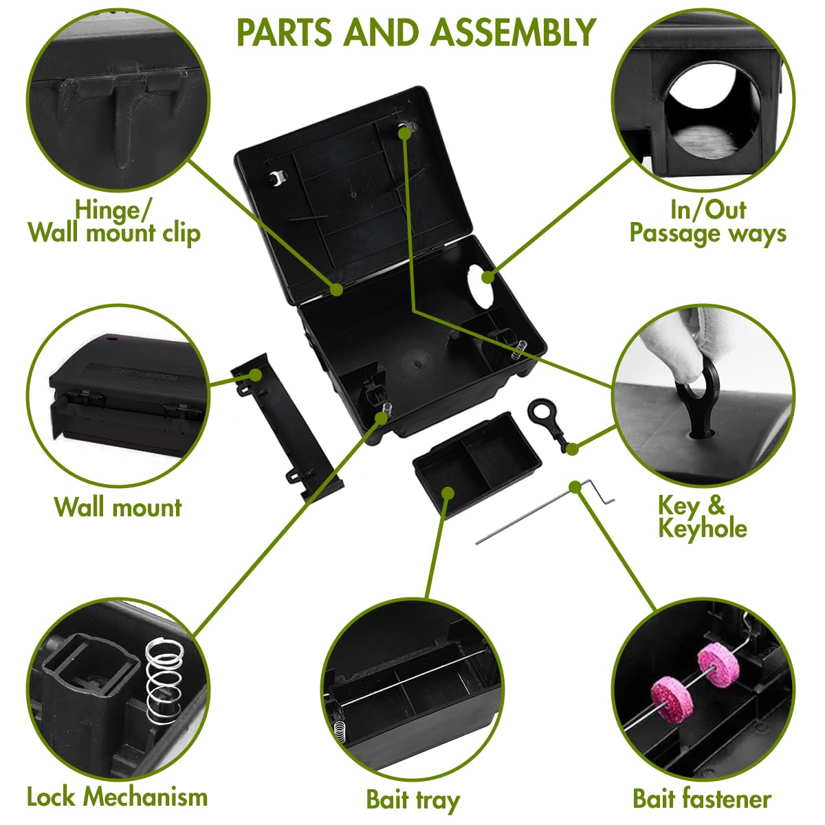 Large Rat Bait Stations 2 Pack Effective Mouse Bait Station for Home Garden and Outdoors. This Rodent Bait Station Keeps Children and Pets Safe (Bait is not Included)