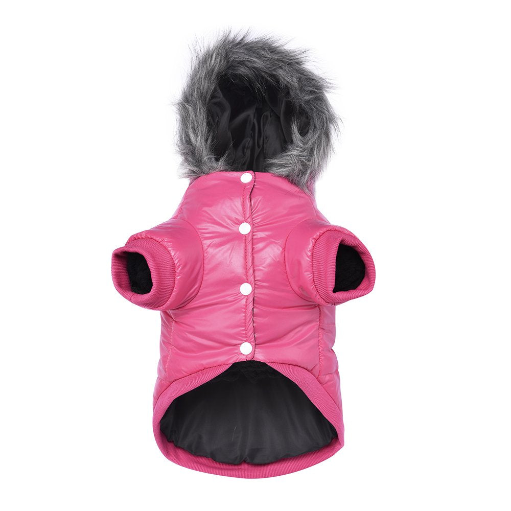 LESYPET Dog Coat for Small Dogs, Windproof Doggie Puffer Jacket with Leash Hole, Extra Warm Dog Jacket Winter Coat, Pink XL